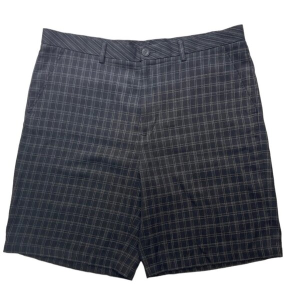 ASHWORTH Men's Checkered Dress Activewear Golf Shorts 40W Black Grey Flat Front - Picture 1 of 13